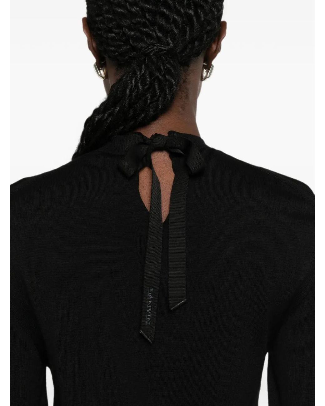 Lanvin Black Fitted Sweater With Silk And Nylon Blend
