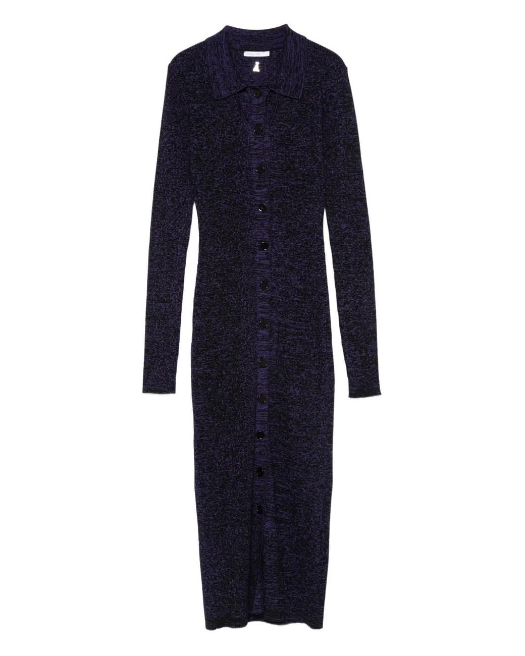 Patrizia Pepe Blue Polo-Neck Knitted Midi Dress