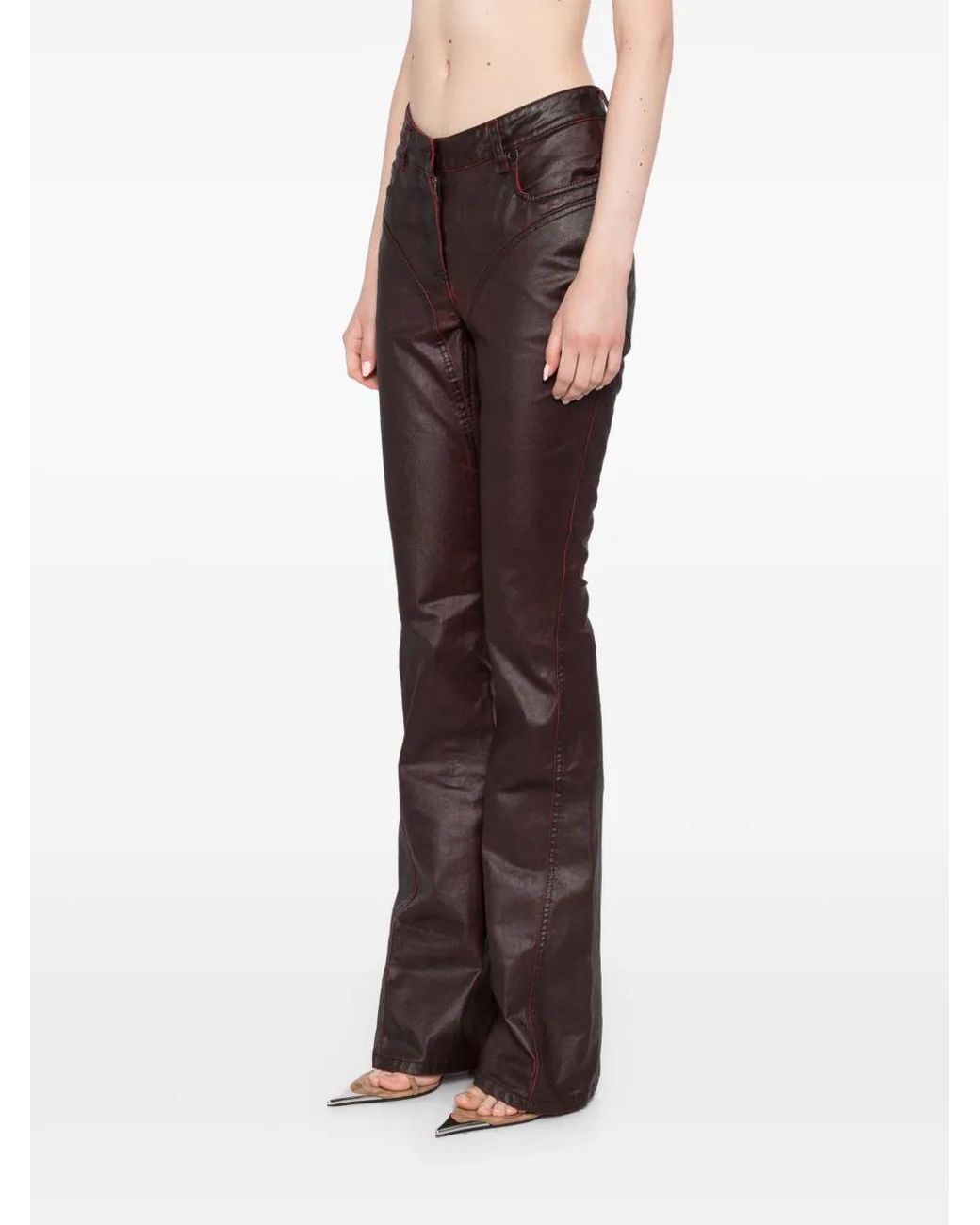 Mugler Black Waxed Flared Jeans