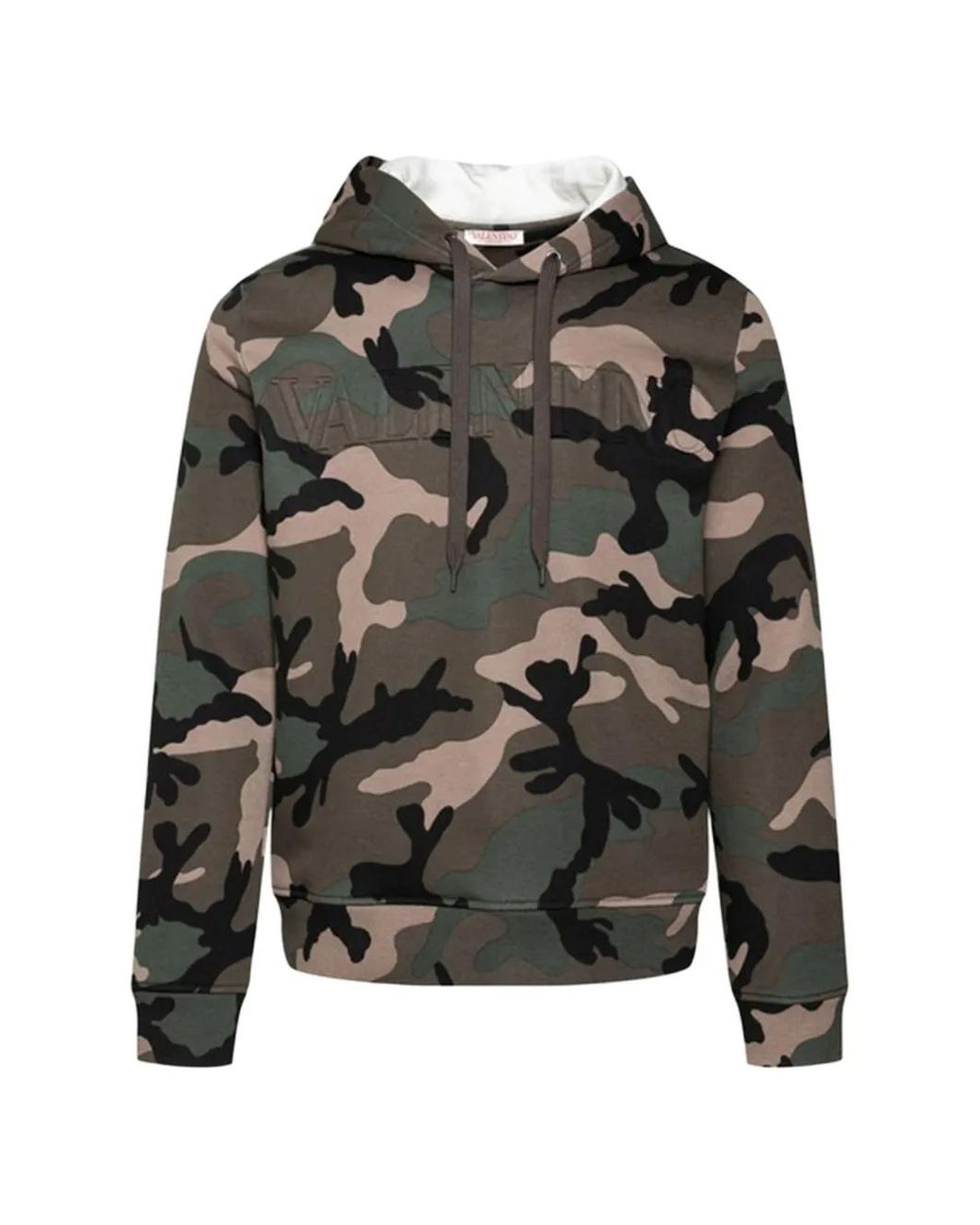 Valentino Garavani Black Camouflage-Print Embossed-Logo Hoodie for men