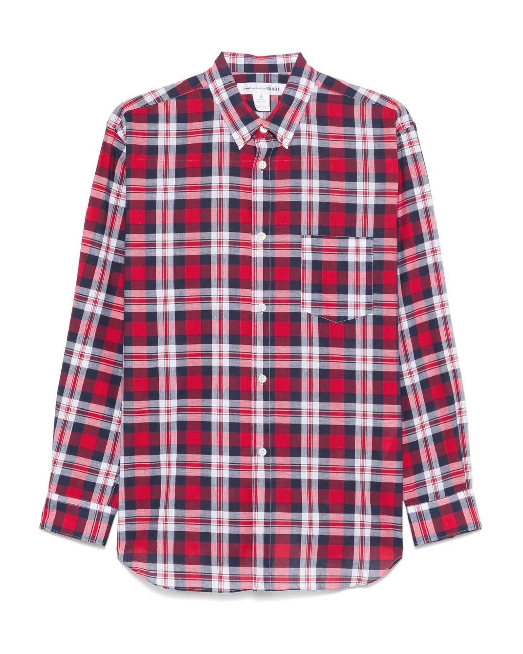 Comme des Garçons Red Plaid Rose Shirt With Box-Pleat Detail for men