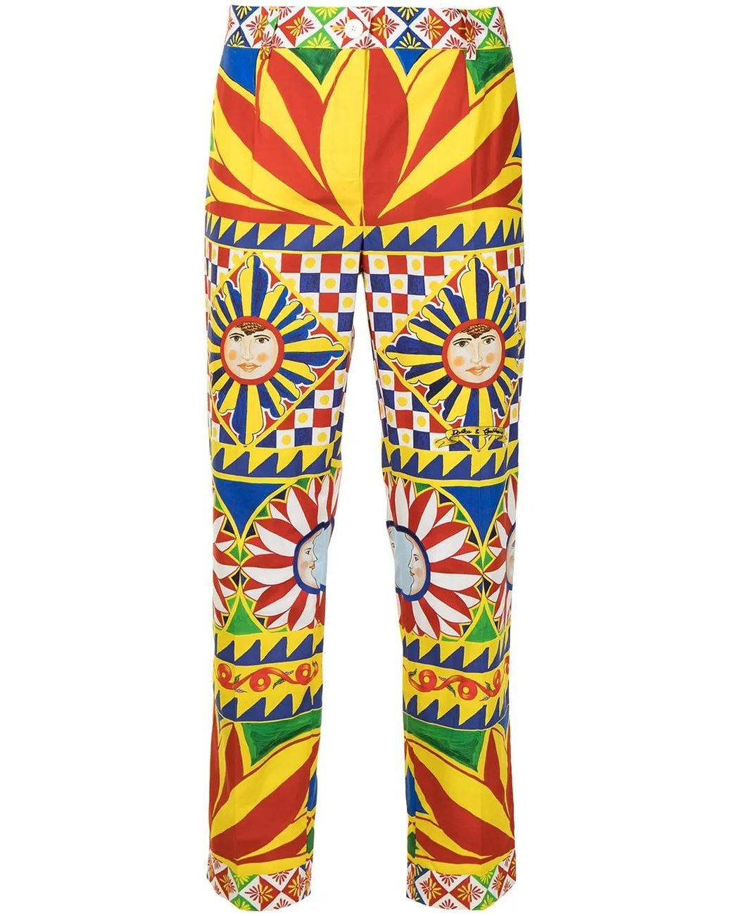 Dolce & Gabbana Yellow All-Over Print Trousers
