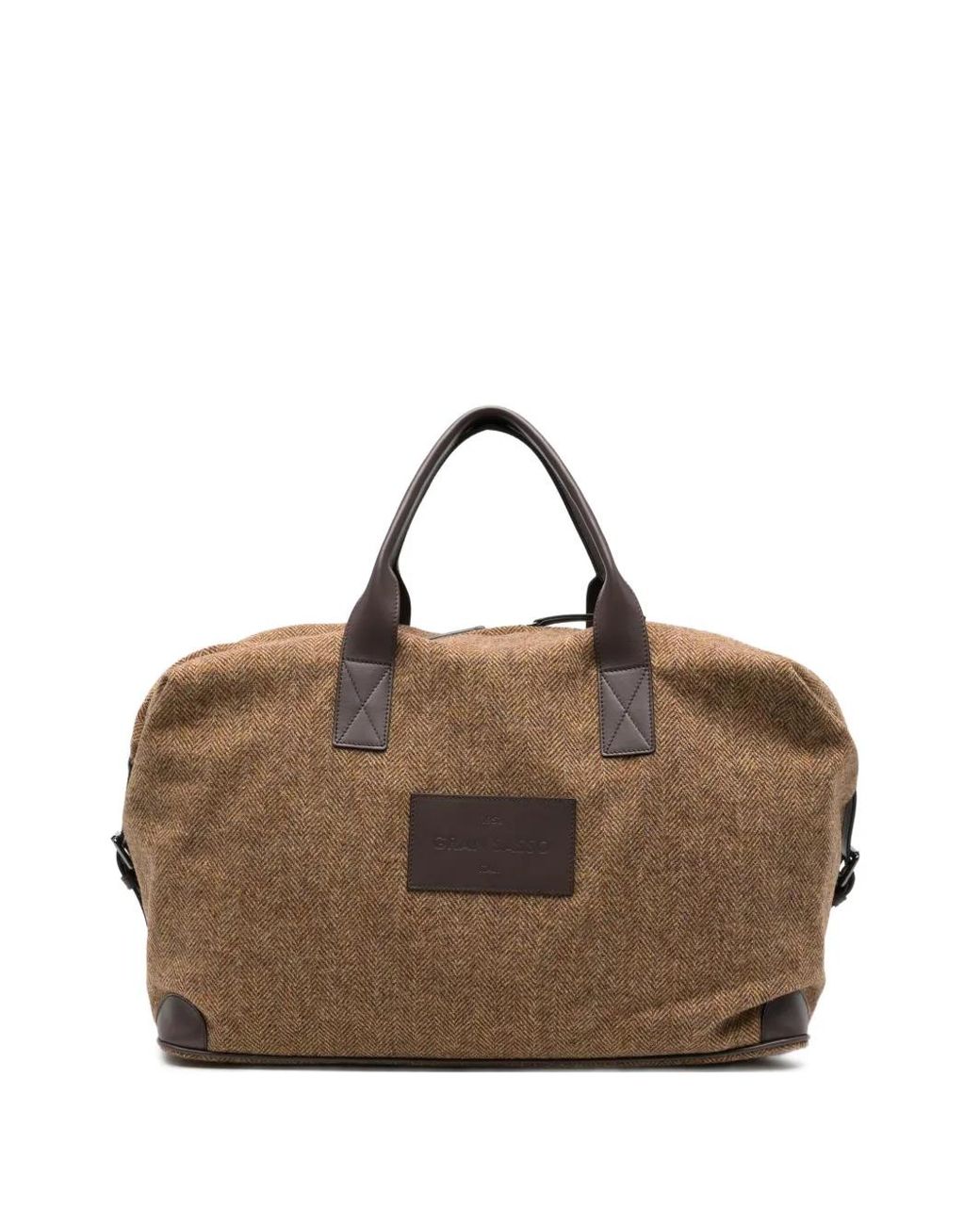 Gran Sasso Brown Herringbone-Weave Wool Tote Bag for men