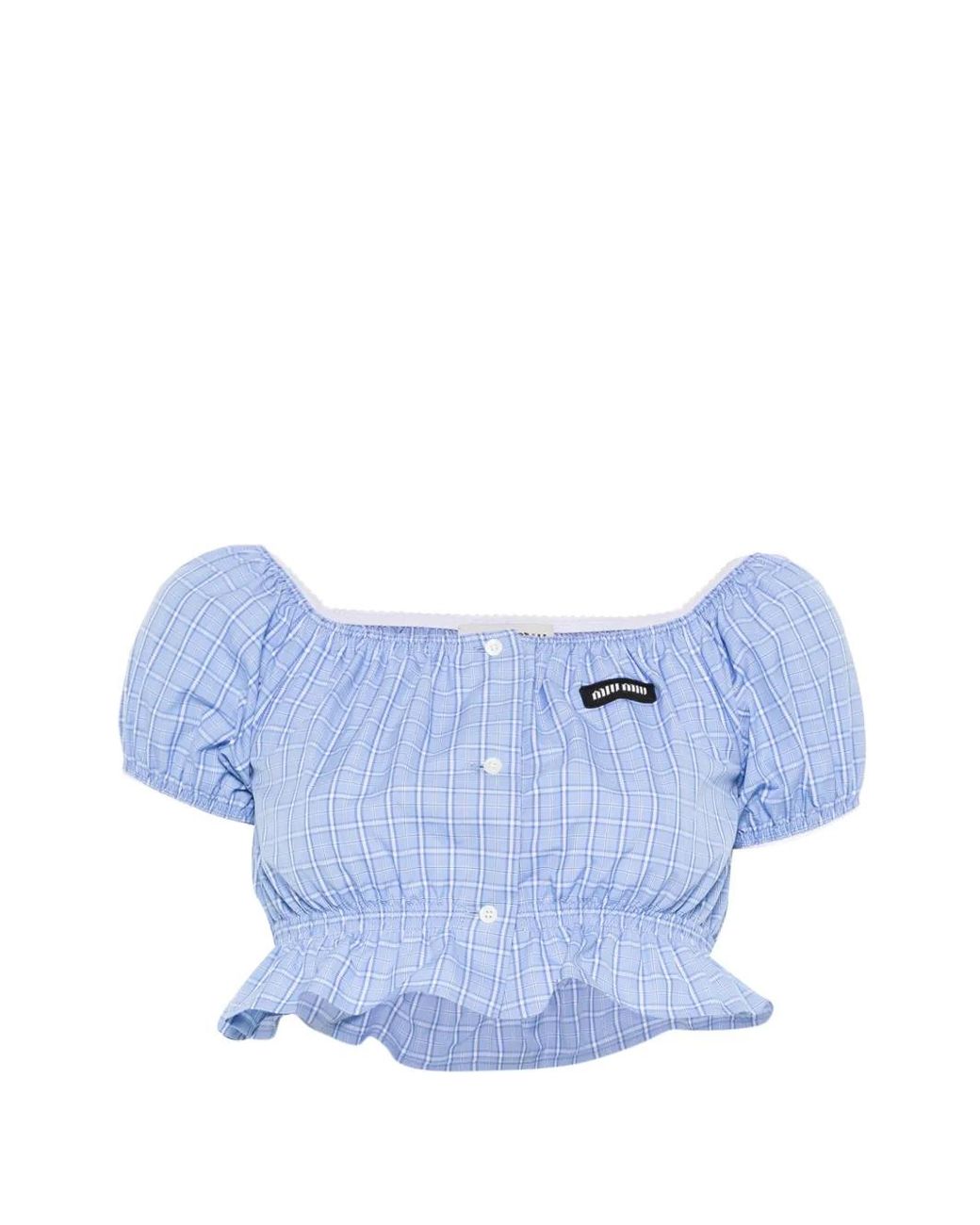 Miu Miu Blue Chemise À Carreaux