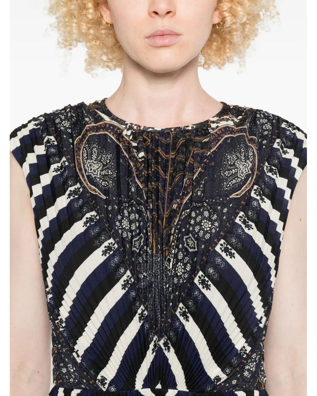 Ulla Johnson White Violeta Multi-Pattern Pleated Dress
