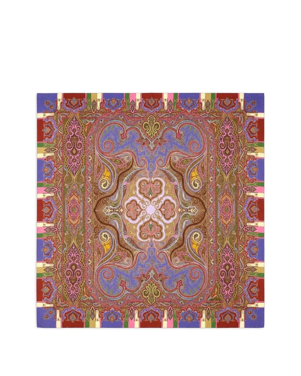 Etro Purple Wool And Silk Shawl With Print