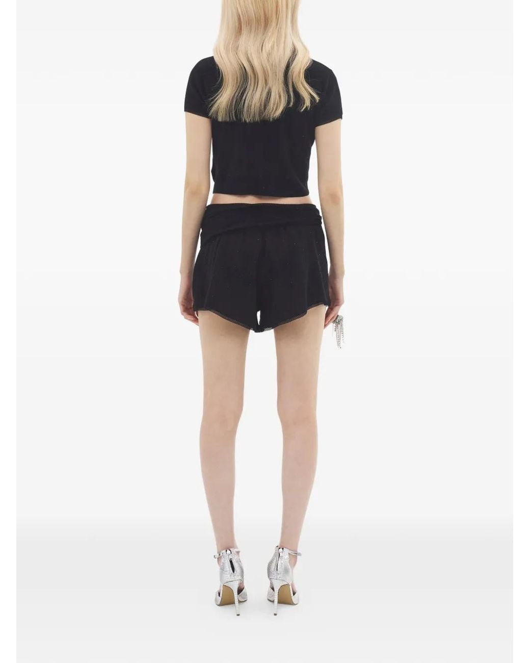 Area Black Crystal Embellishment Shorts