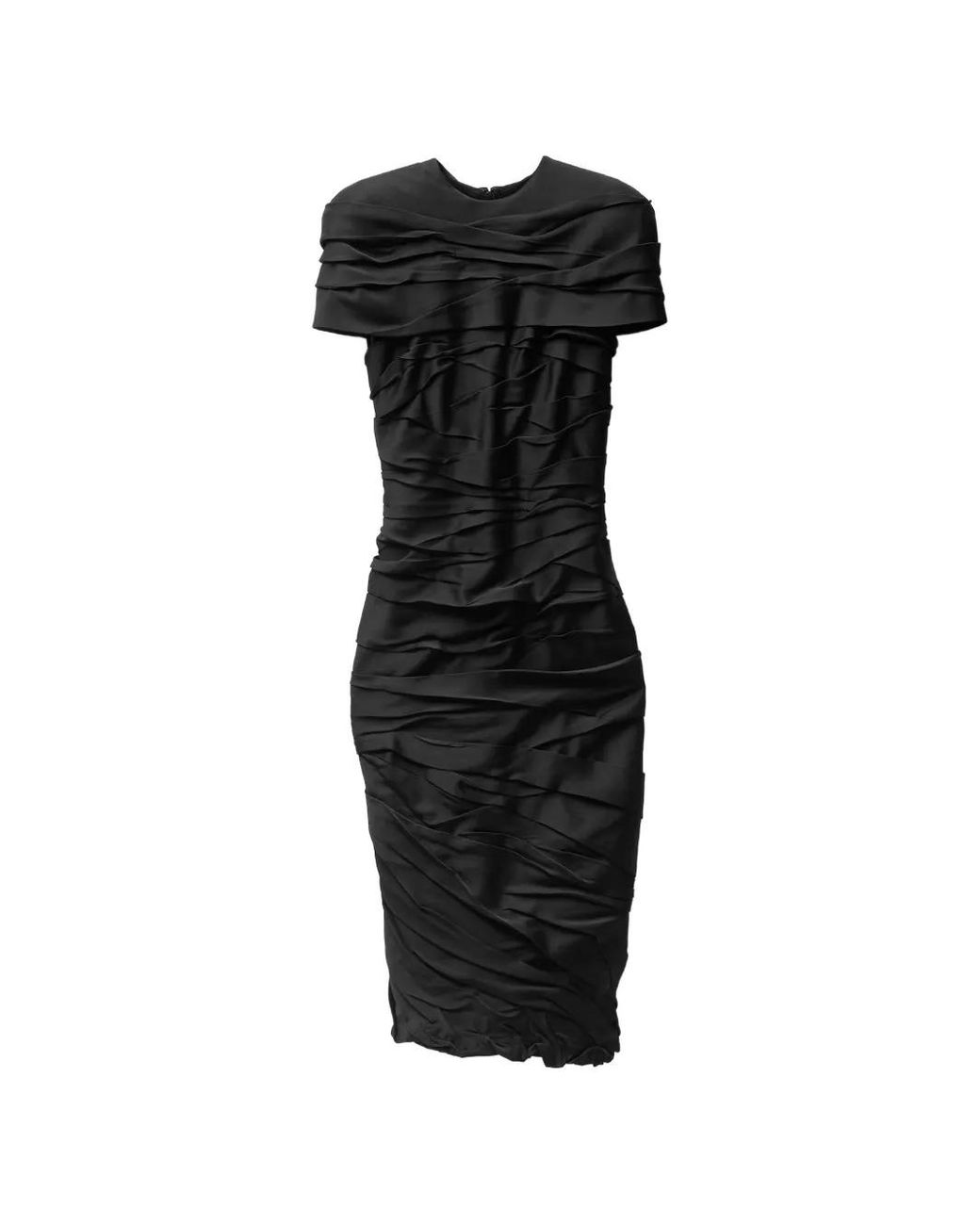 Versace Black Draped Envers-Satin Midi Dress