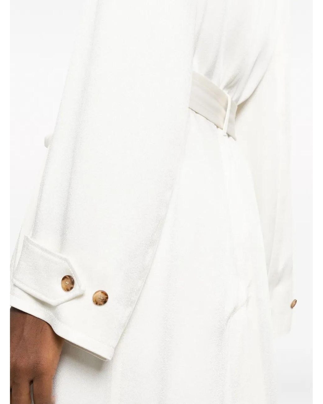 10 Corso Como White Double-Breasted Belted Satin Coat