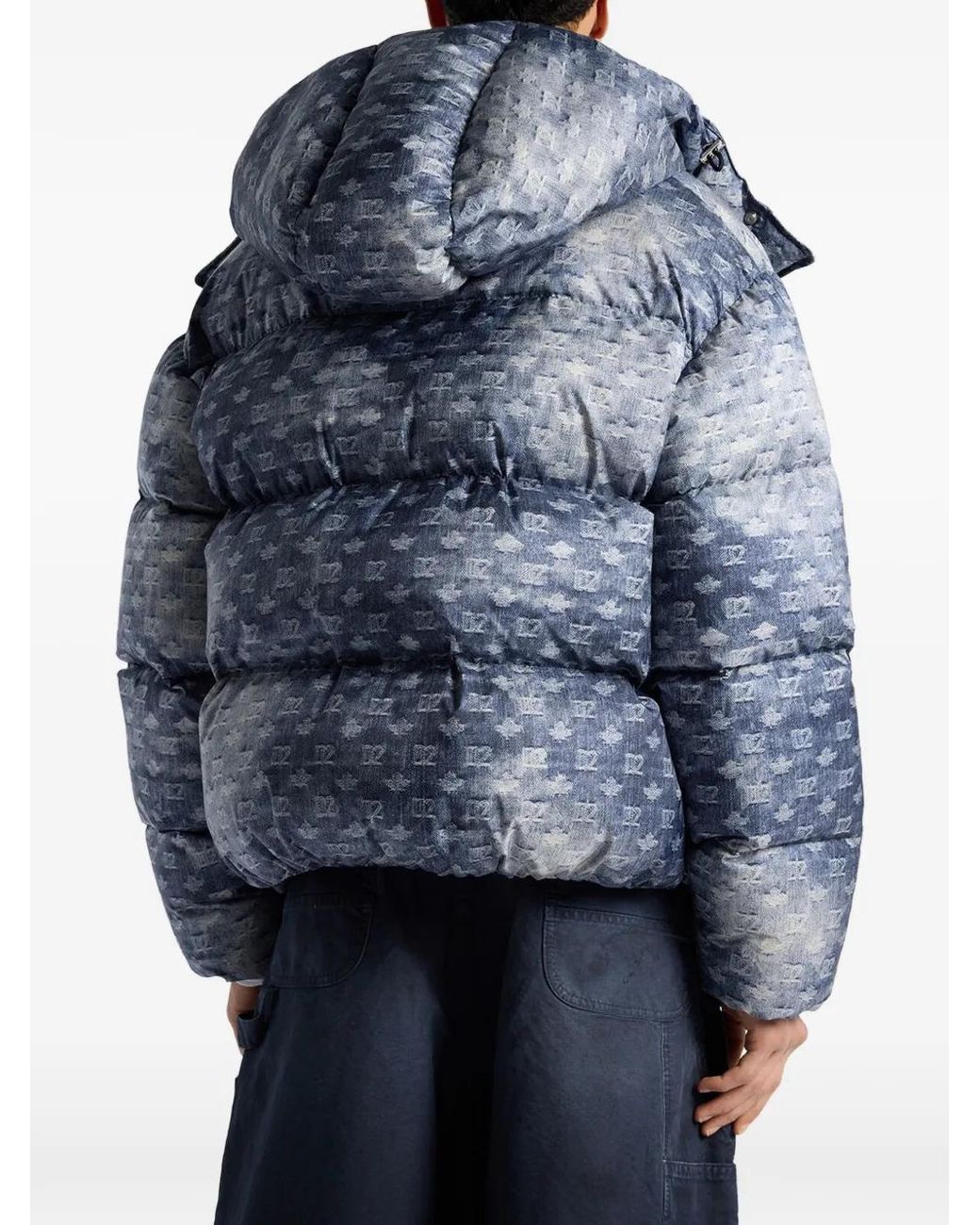 DSquared² Blue Monogrammed Down Jacket for men