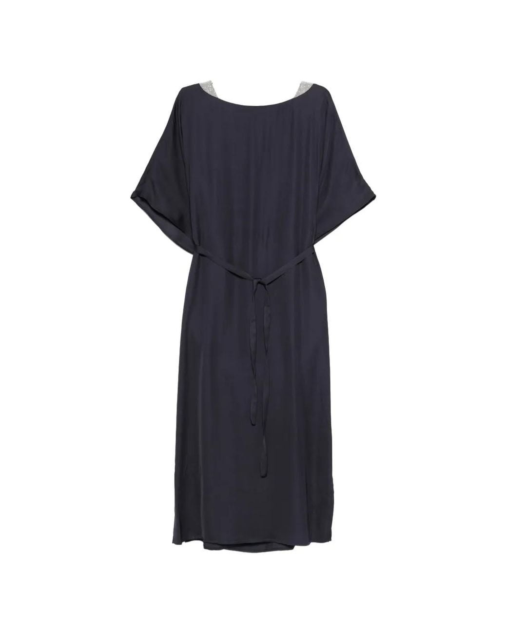 Peserico Blue Embellished Tie Dress