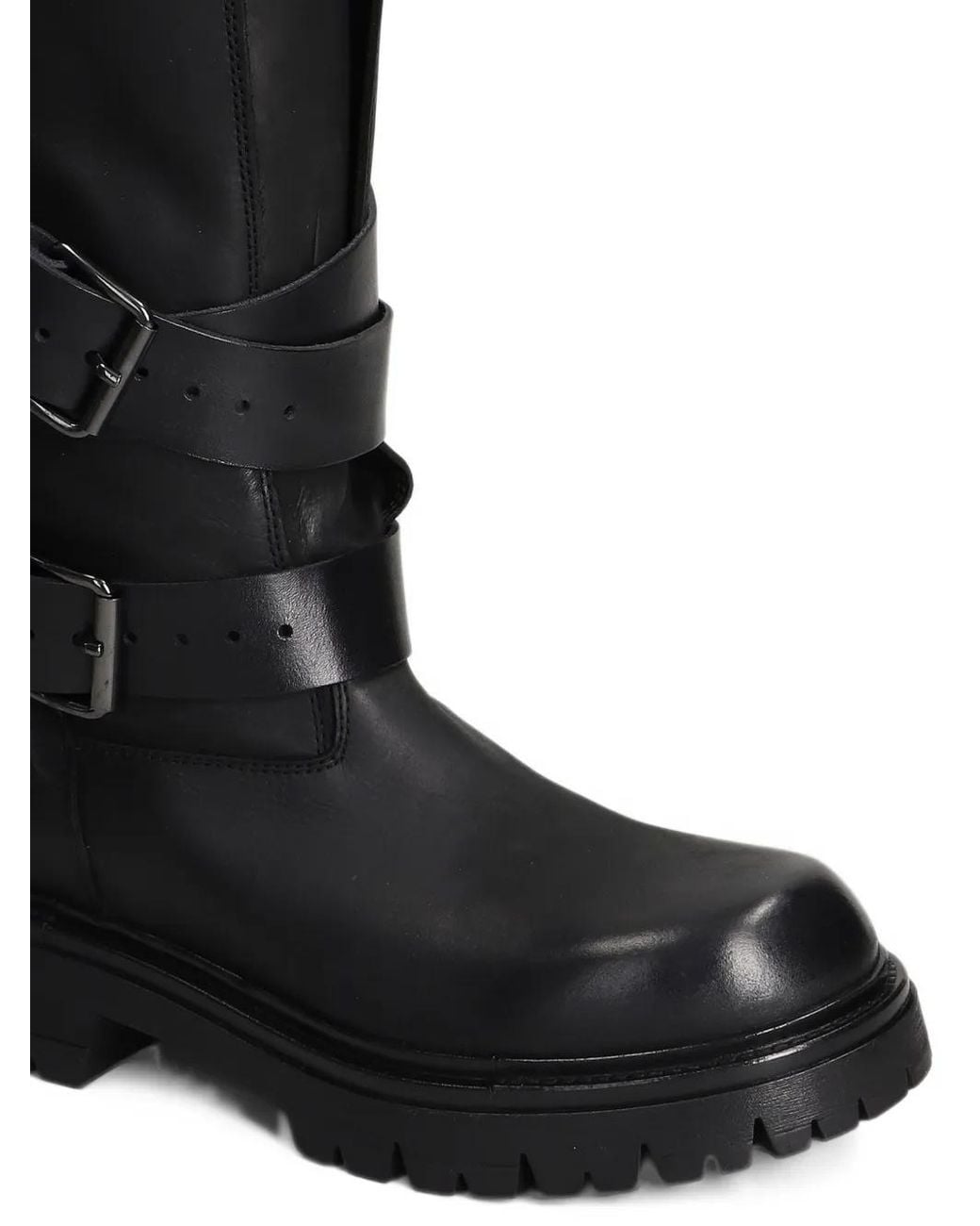 Elena Iachi Black Buckle-Strap Boots