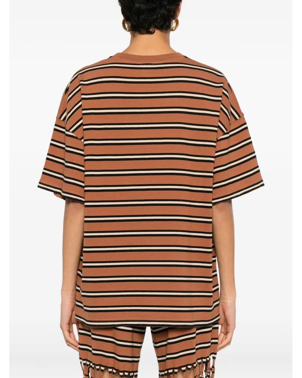 Nanushka Multicolor T-Shirt Rayé Wren À Patch Monogrammé