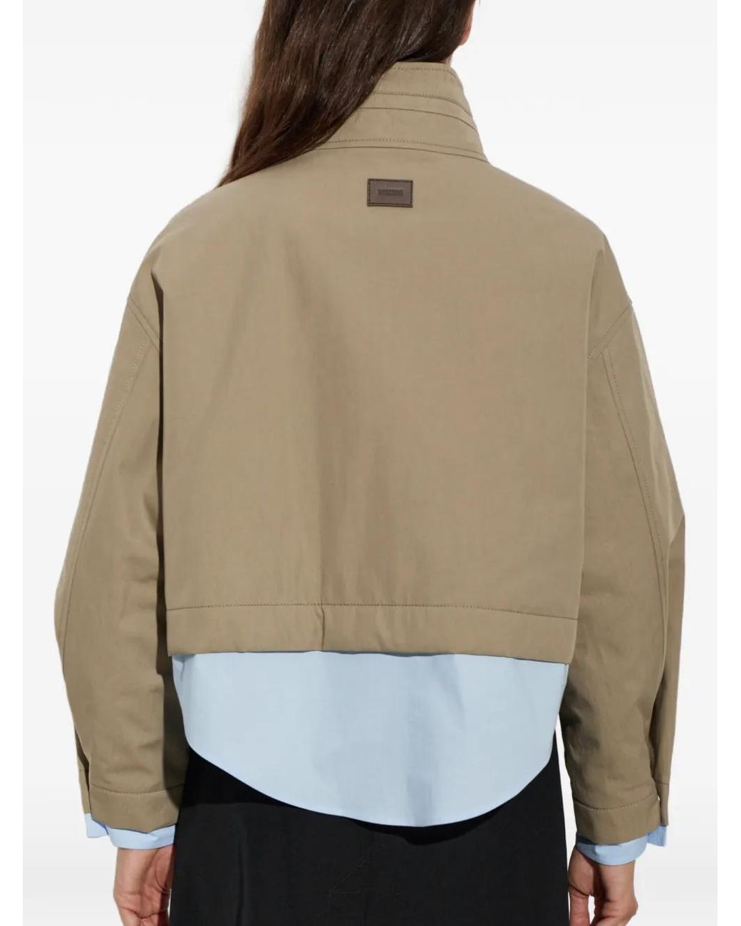 Moschino Natural High-Neck Cropped Jacket