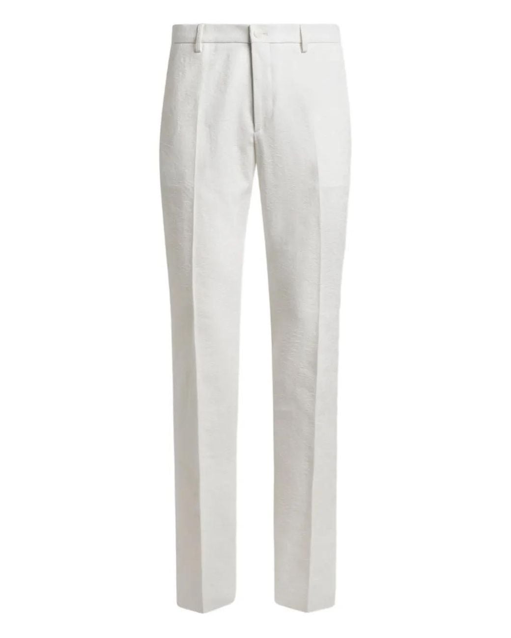 Etro White Floral-Jacquard Trousers for men