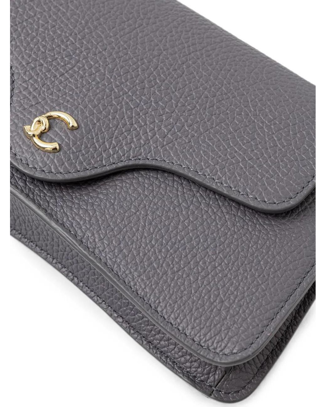 Coccinelle Gray Mini C-Me Grained Leather Shoulder Bag