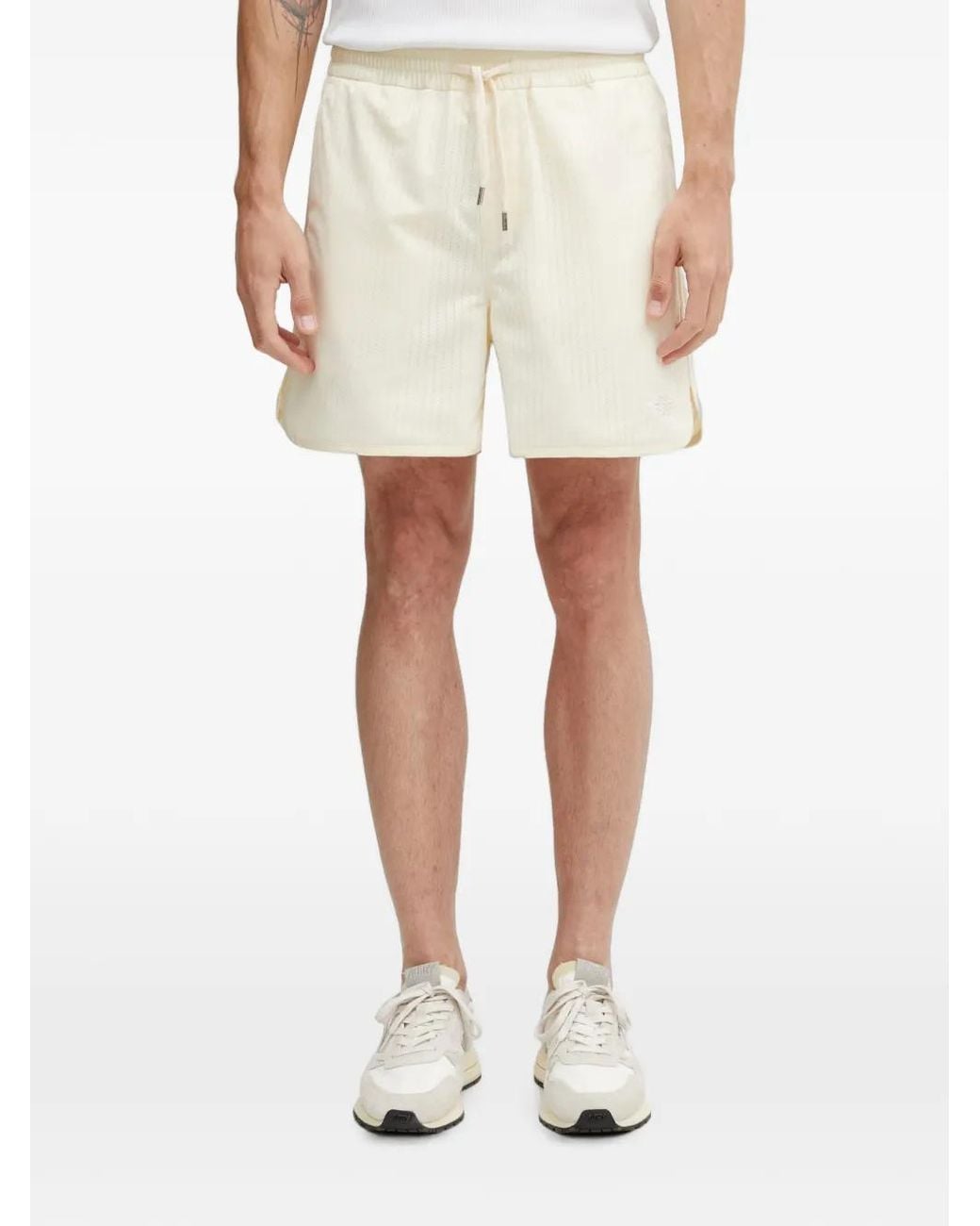 Filling Pieces White Resort Mesh-Knit Logo-Embroidered Shorts for men