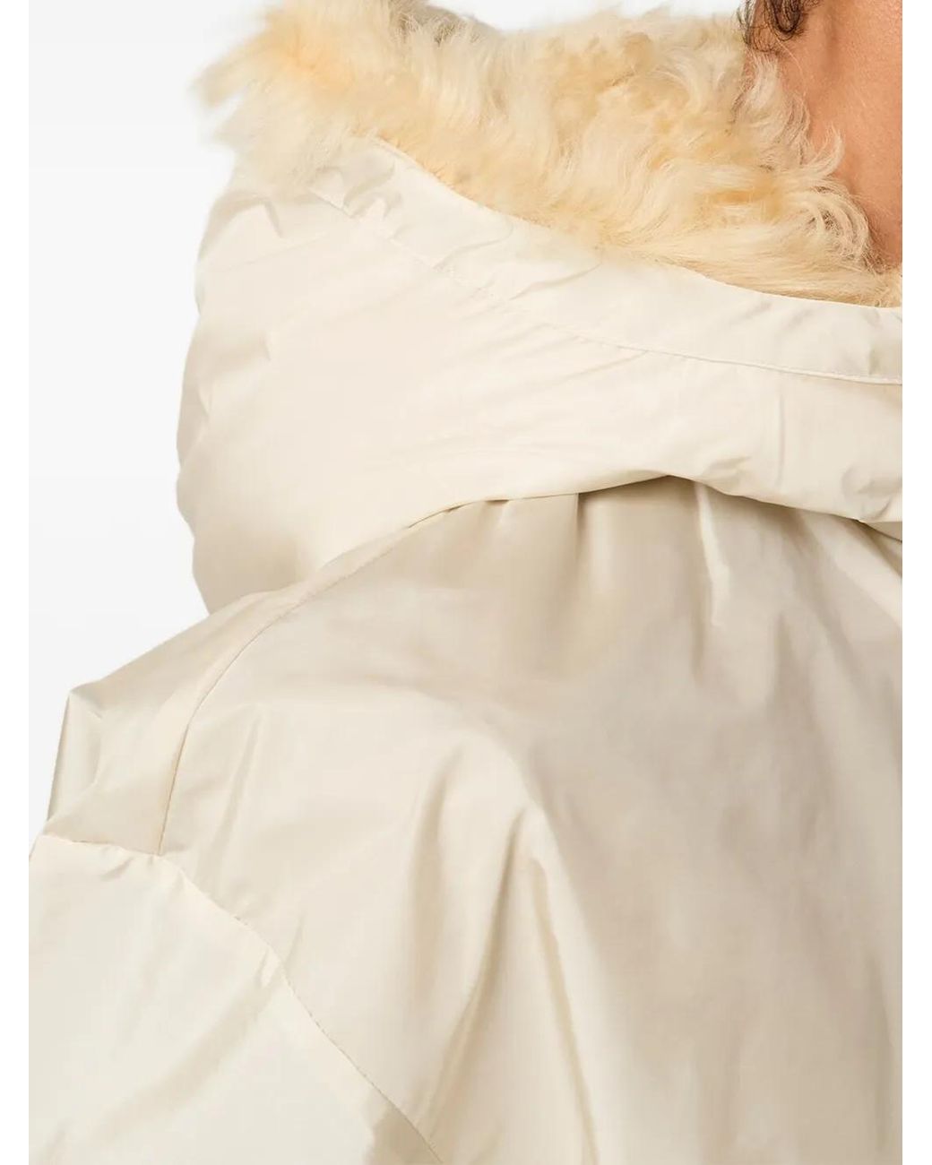 Miu Miu Natural Technical Fabric And Shearling Windbreaker