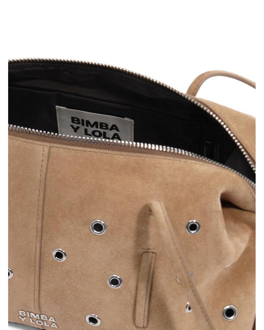 Bimba Y Lola Brown Medium Suede Studded Lolita Bag