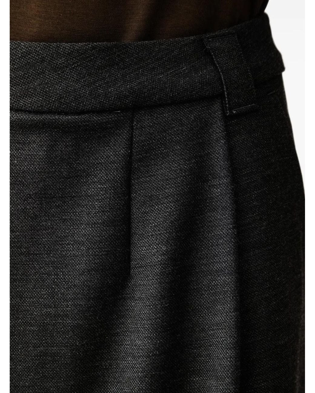 ELEH Black Pleated Wide-Leg Trousers