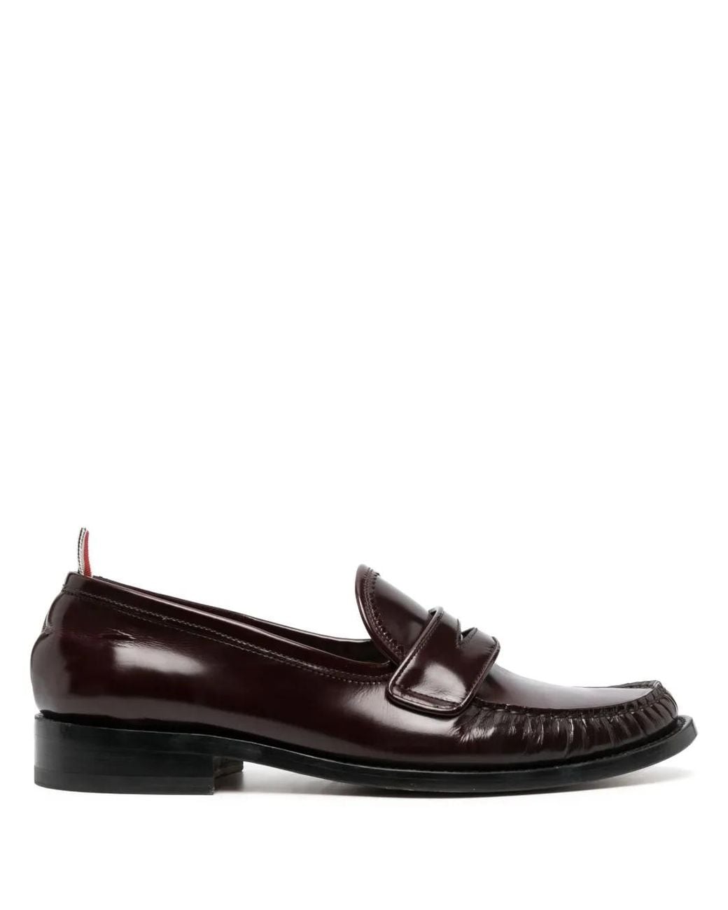 Thom Browne Brown Soft Spazzolato Leather Sole Pleated Varsity Loafers for men