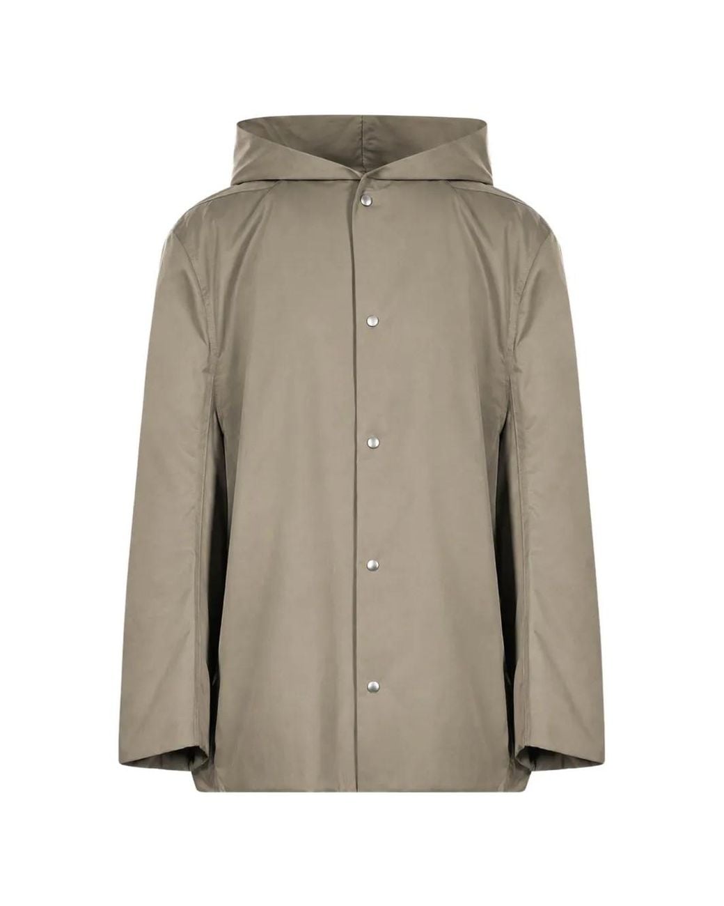 Rick Owens Gray Hooded Press-Stud Coat for men
