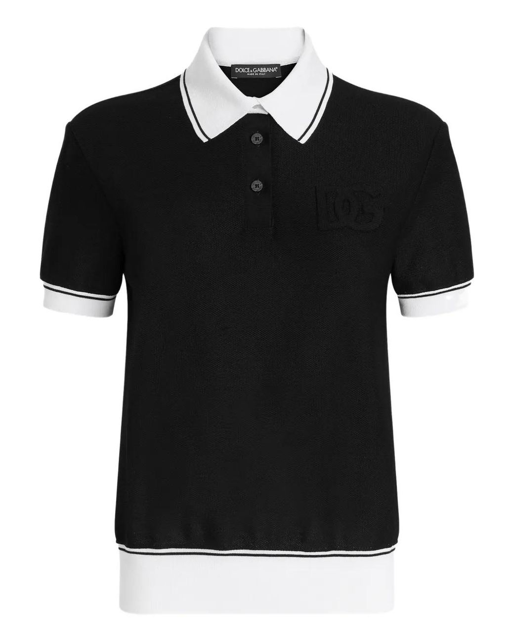 Dolce & Gabbana Black Embrodiered-Logo Polo Top