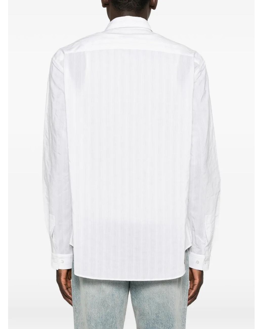 Gucci White Striped-Pattern Chest-Pocket Shirt for men