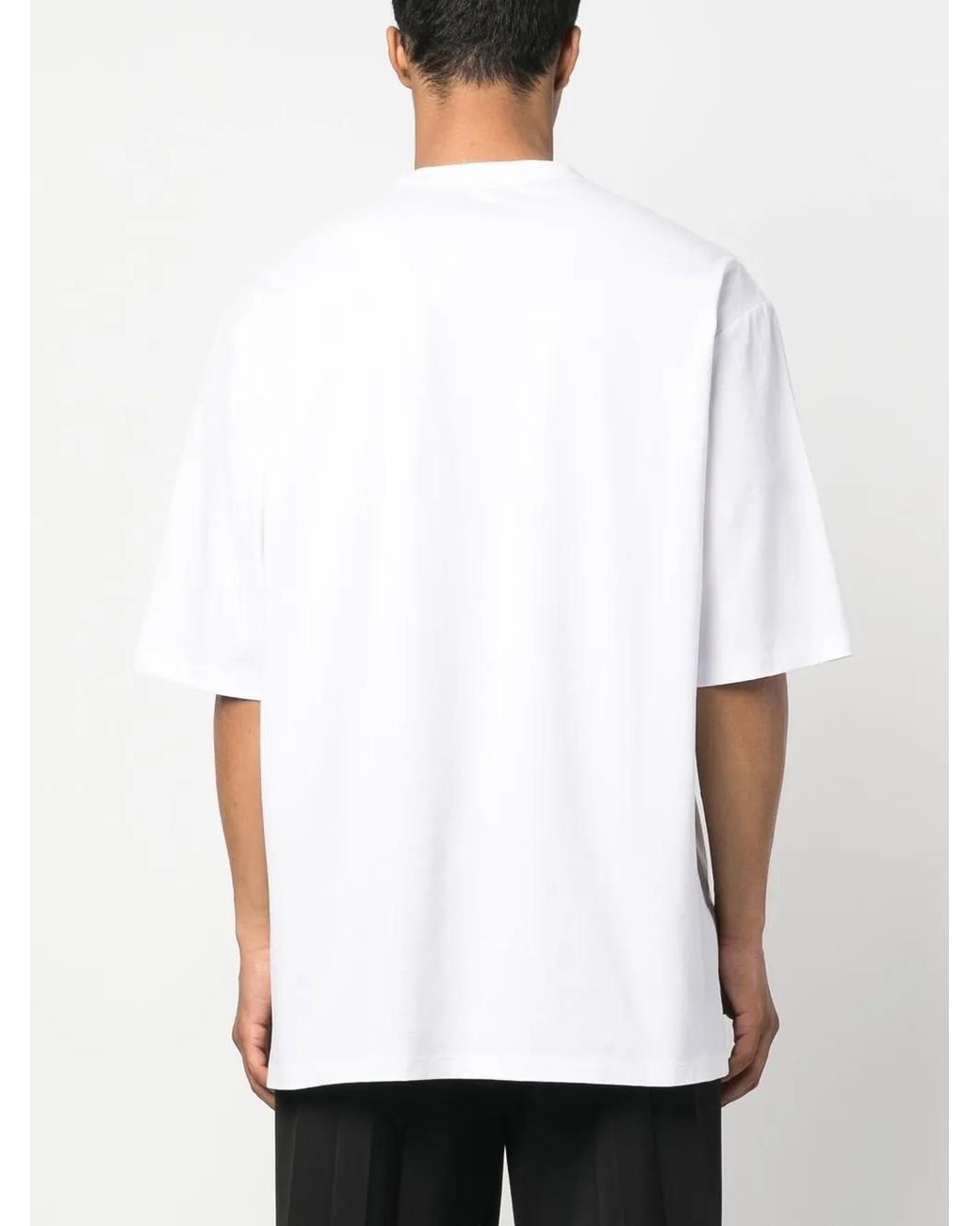 Balmain White Sparkling Crystal Logo T-Shirt for men