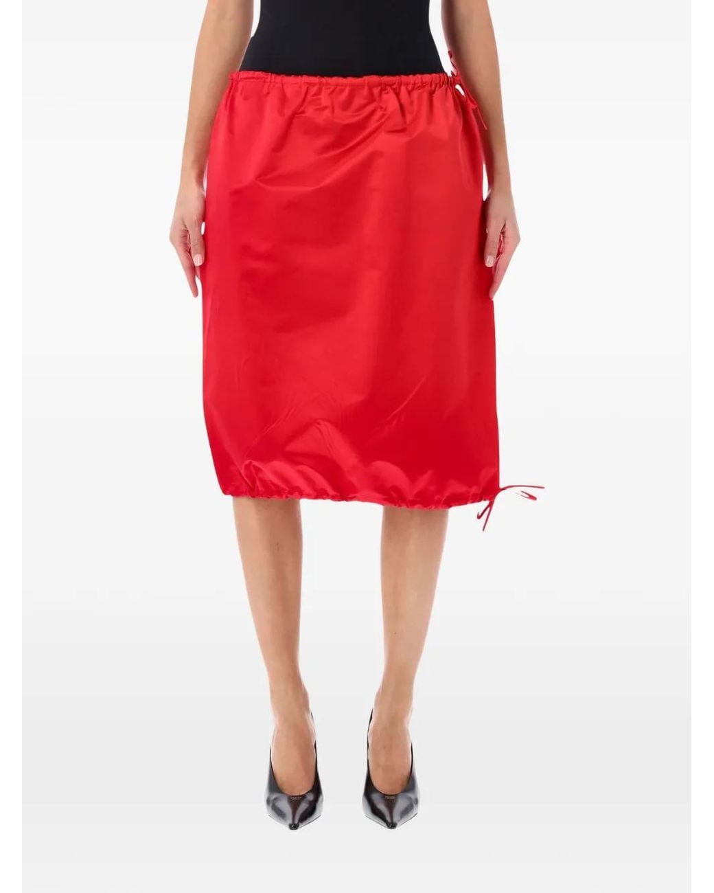 Prada Red Satin Skirt