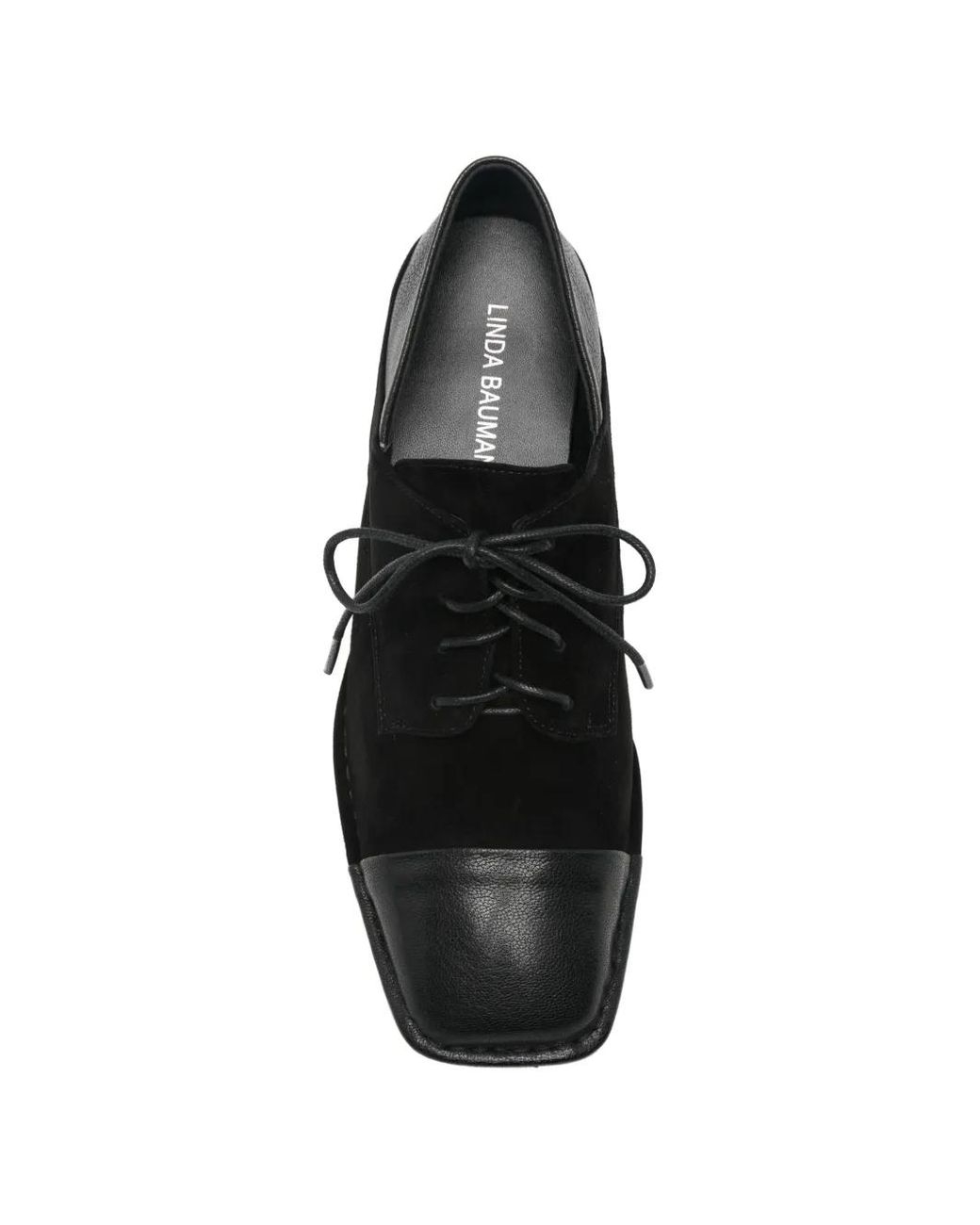 Linda Baumann Black Lace-Up Panelled Heeled Pumps