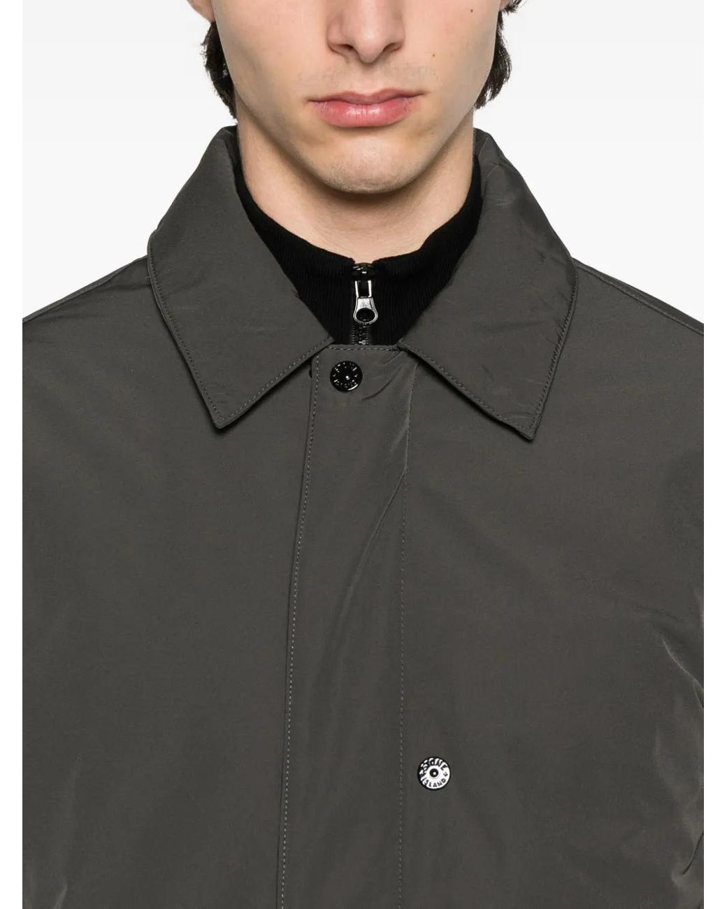 Stone Island Gray Coat With Buttons for men