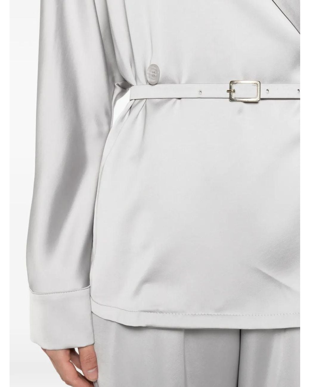 Imperial White Belted Double-Breasted Blazer