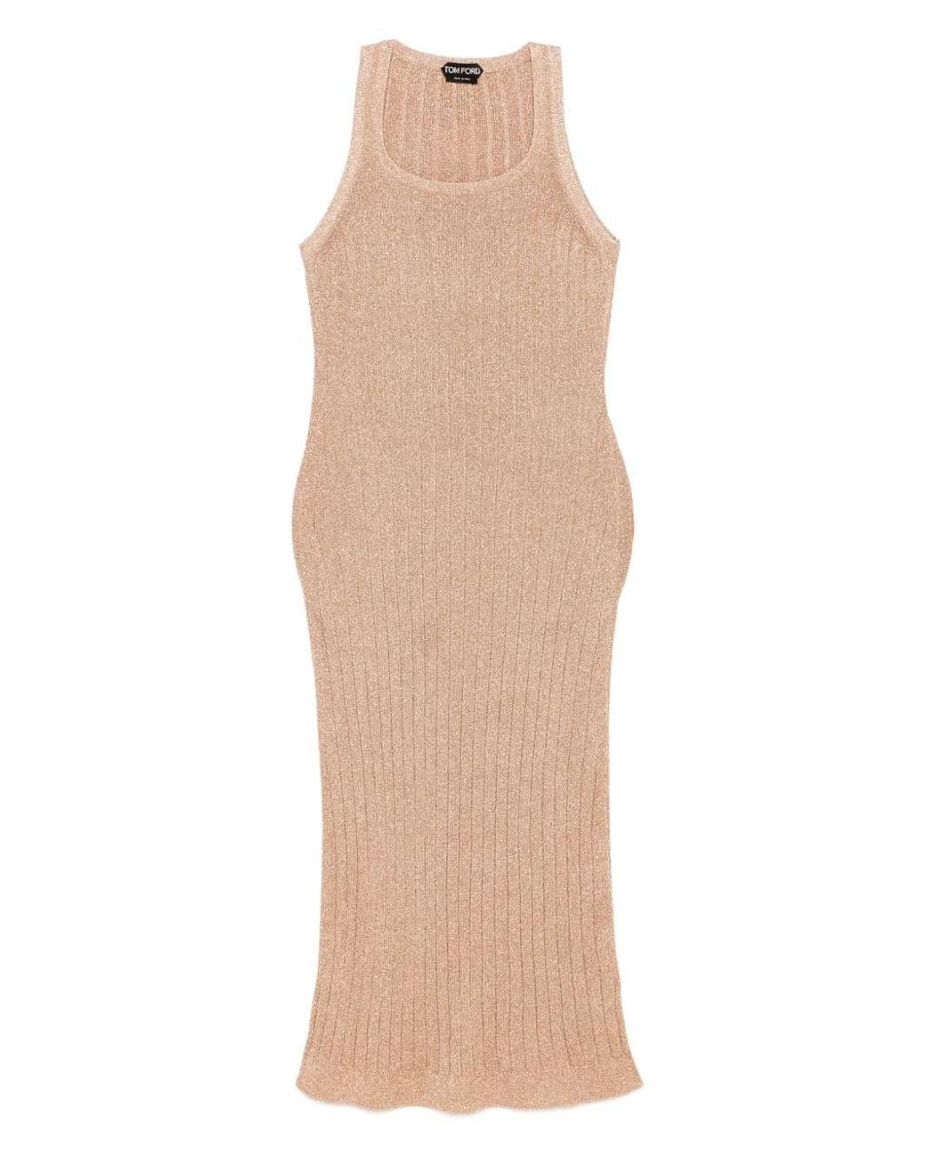 Tom Ford Natural Metallic-Threading Midi Dress