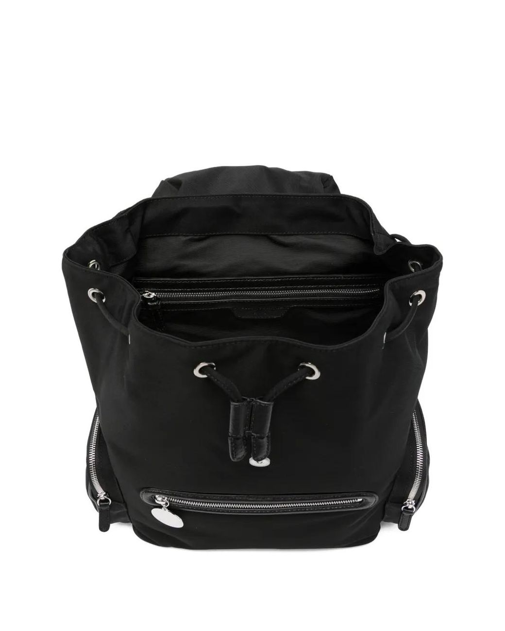 Stella McCartney Black Dartmoor Drawstring Flap Backpack