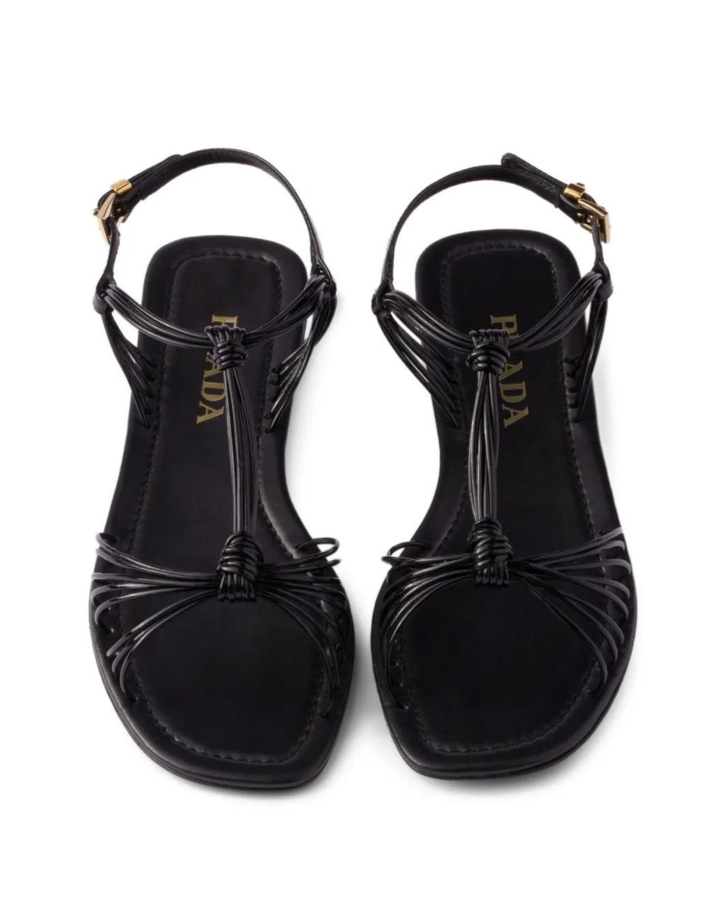 Prada Black Patent Leather Sandals