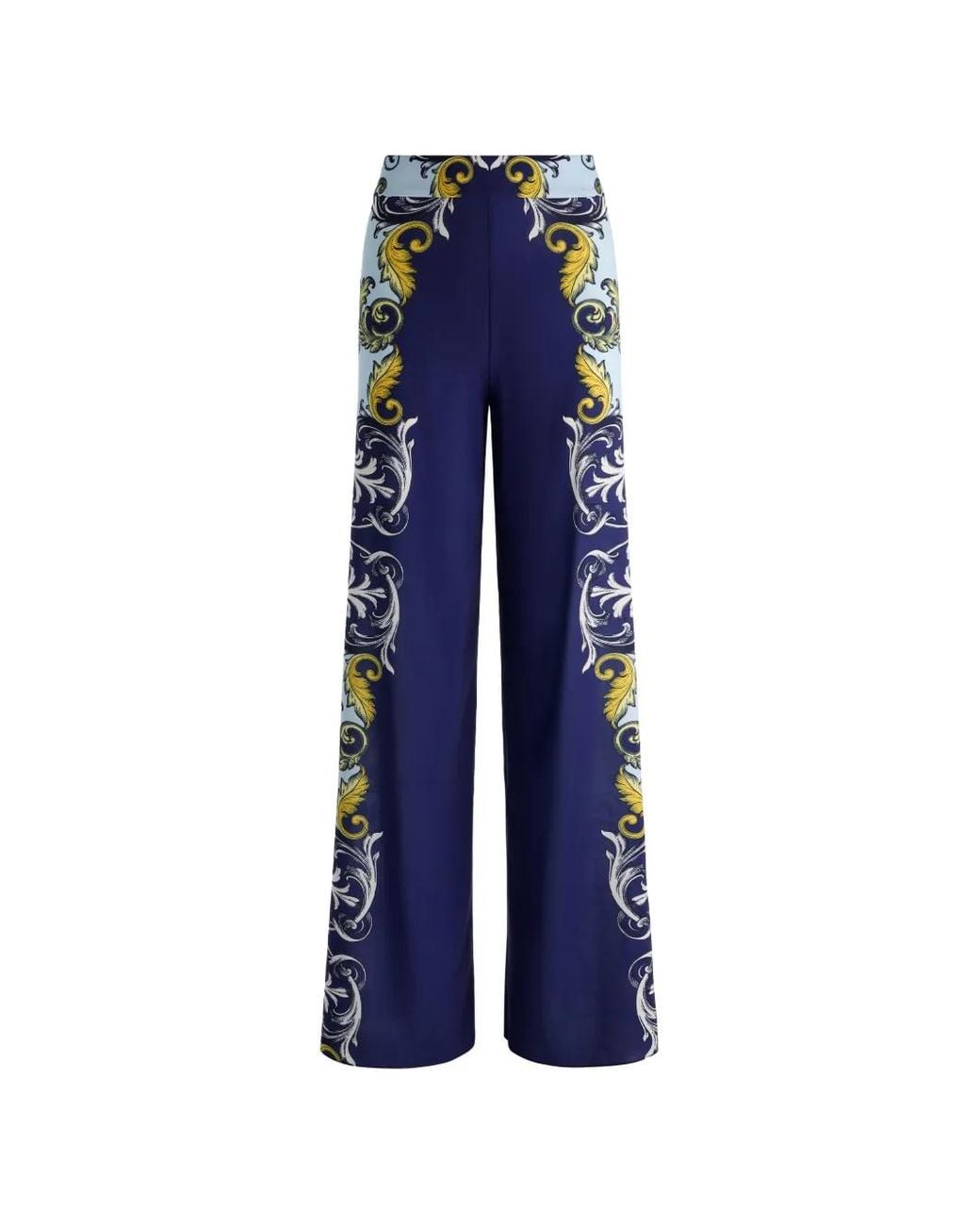 Alice + Olivia Blue Athena Wide-Leg Trousers
