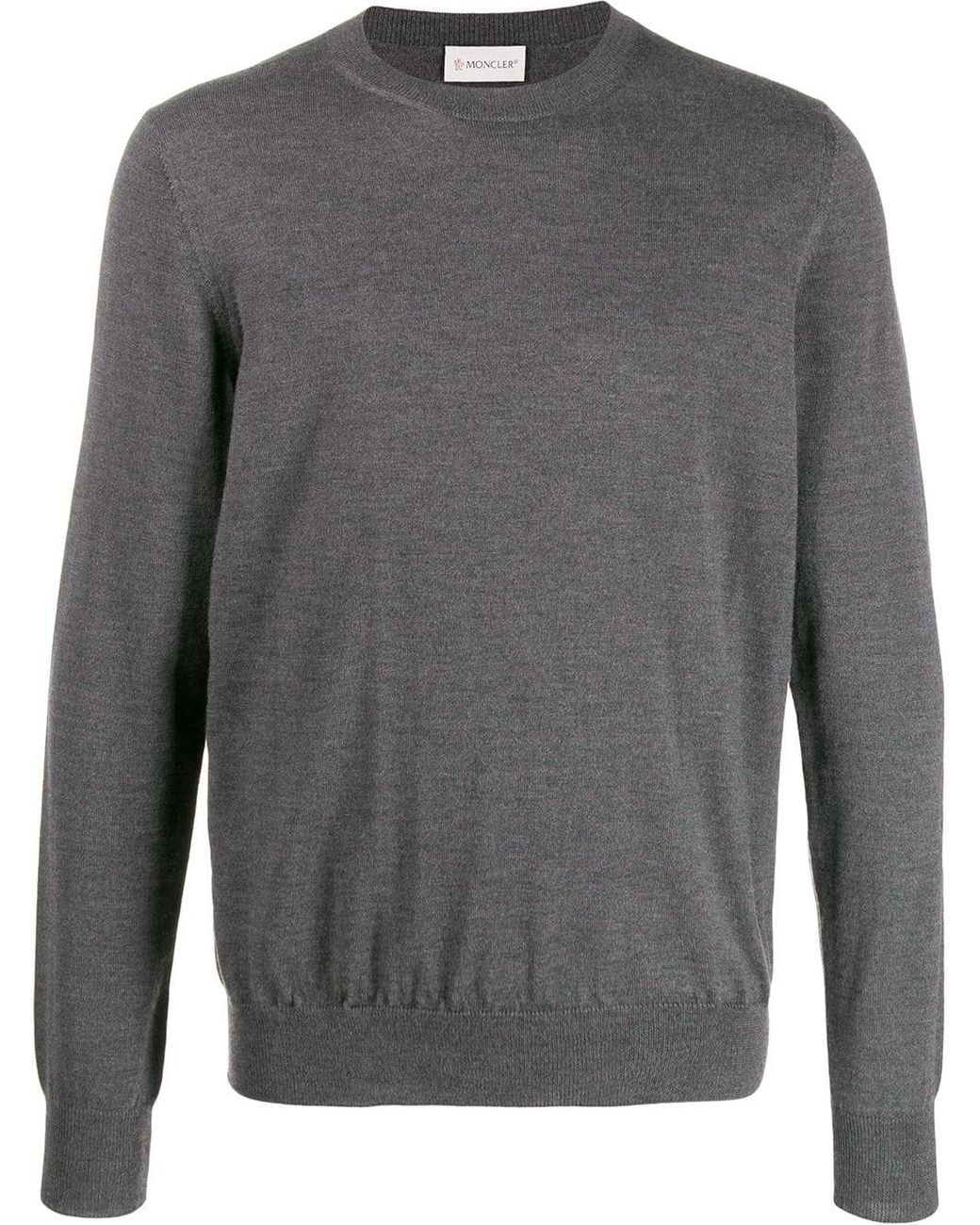 Moncler Wool Crewneck Knitted Jumper in Grey (Gray) for Men - Lyst