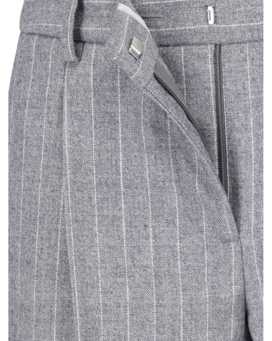 Lardini Gray Pinstripe-Pattern Straight Trousers