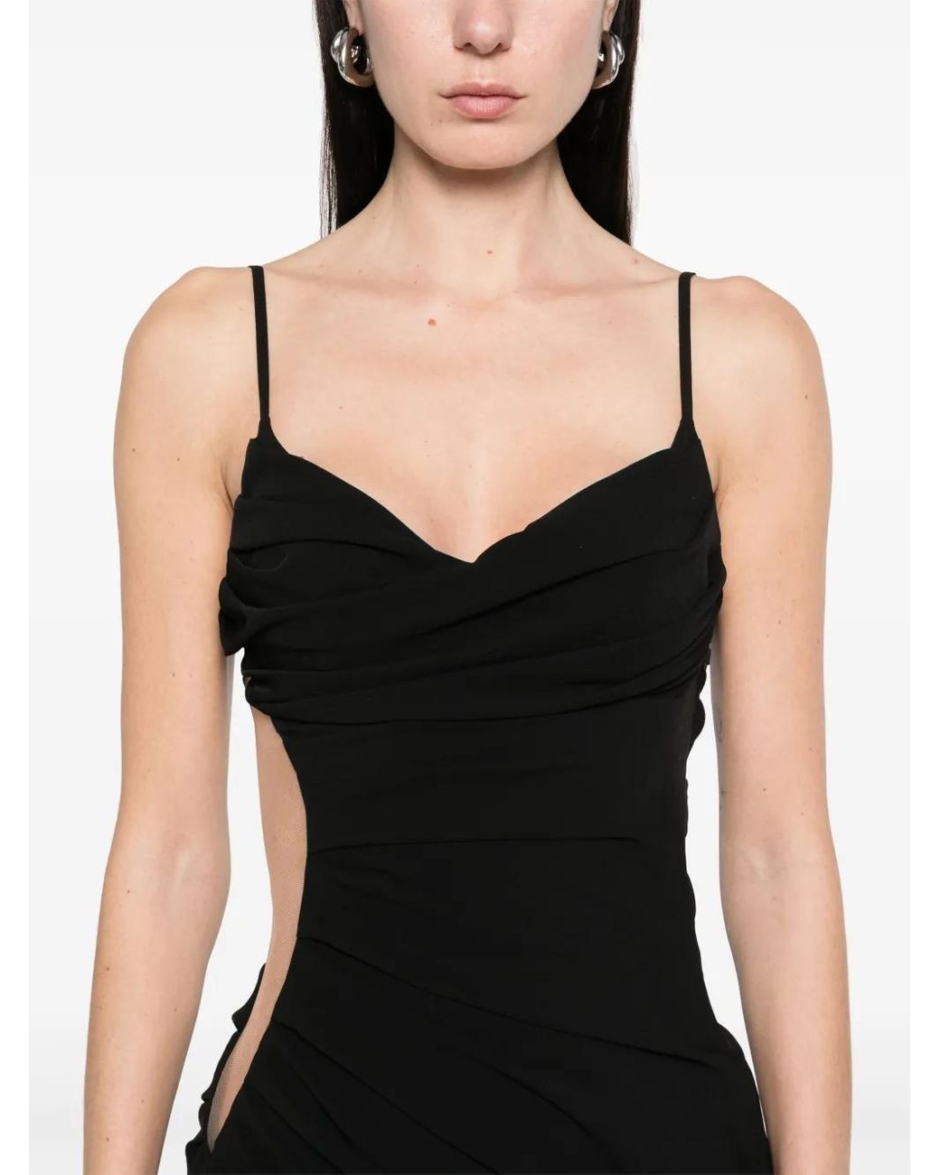 Mugler Black Illusion Cut-Out Gown