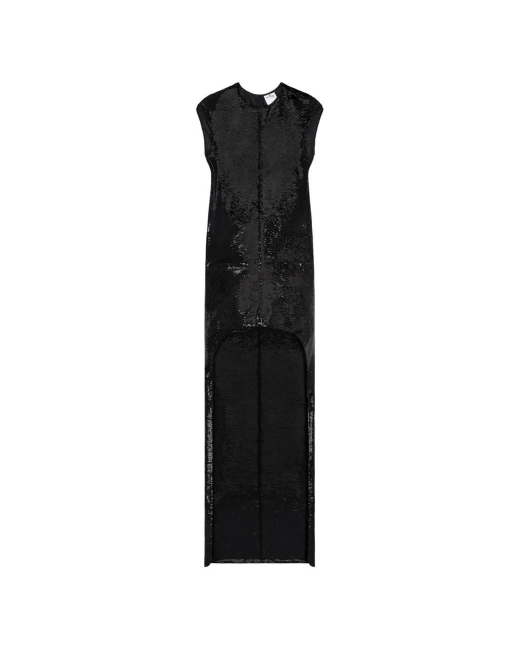 Courreges Black Circle Edged Sequins Long Dress