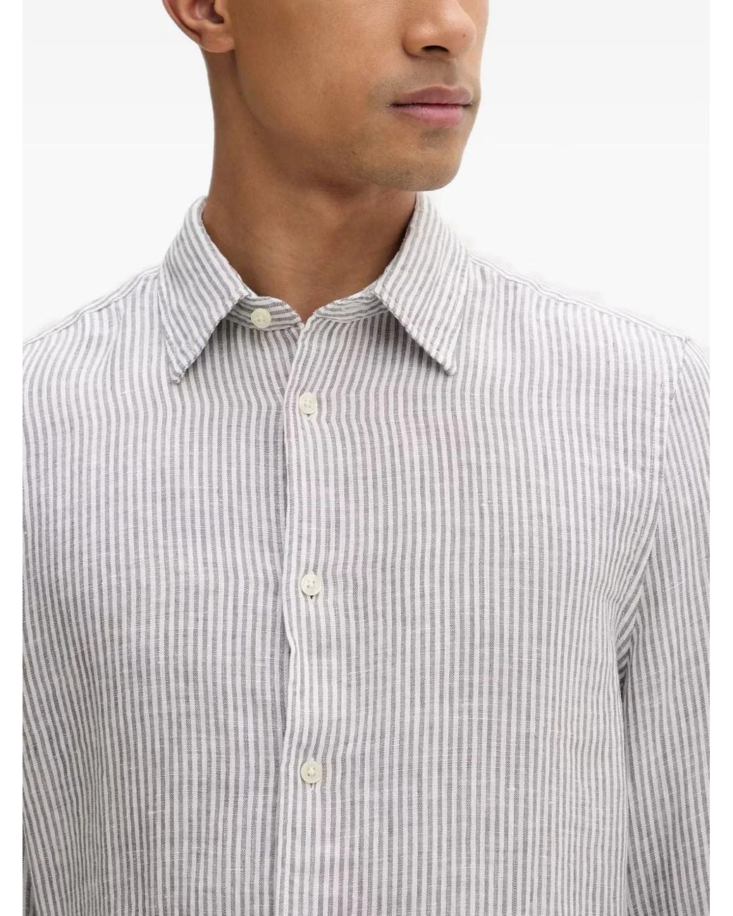 Marc O' Polo Gray Striped Linen Shirt for men