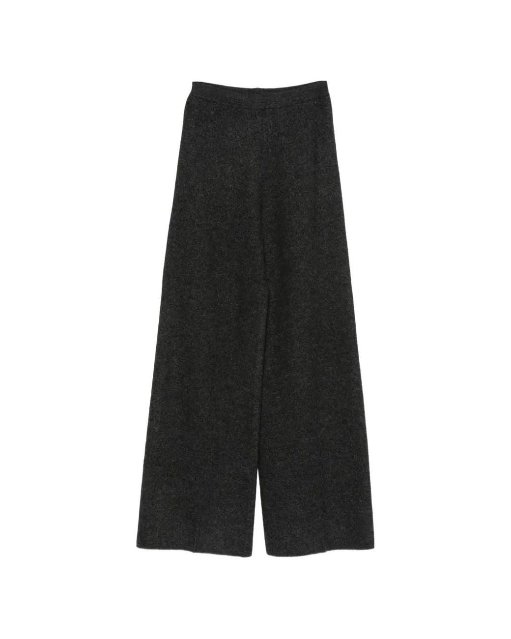 Semicouture Black Pantalon En Laine Vierge À Coupe Ample