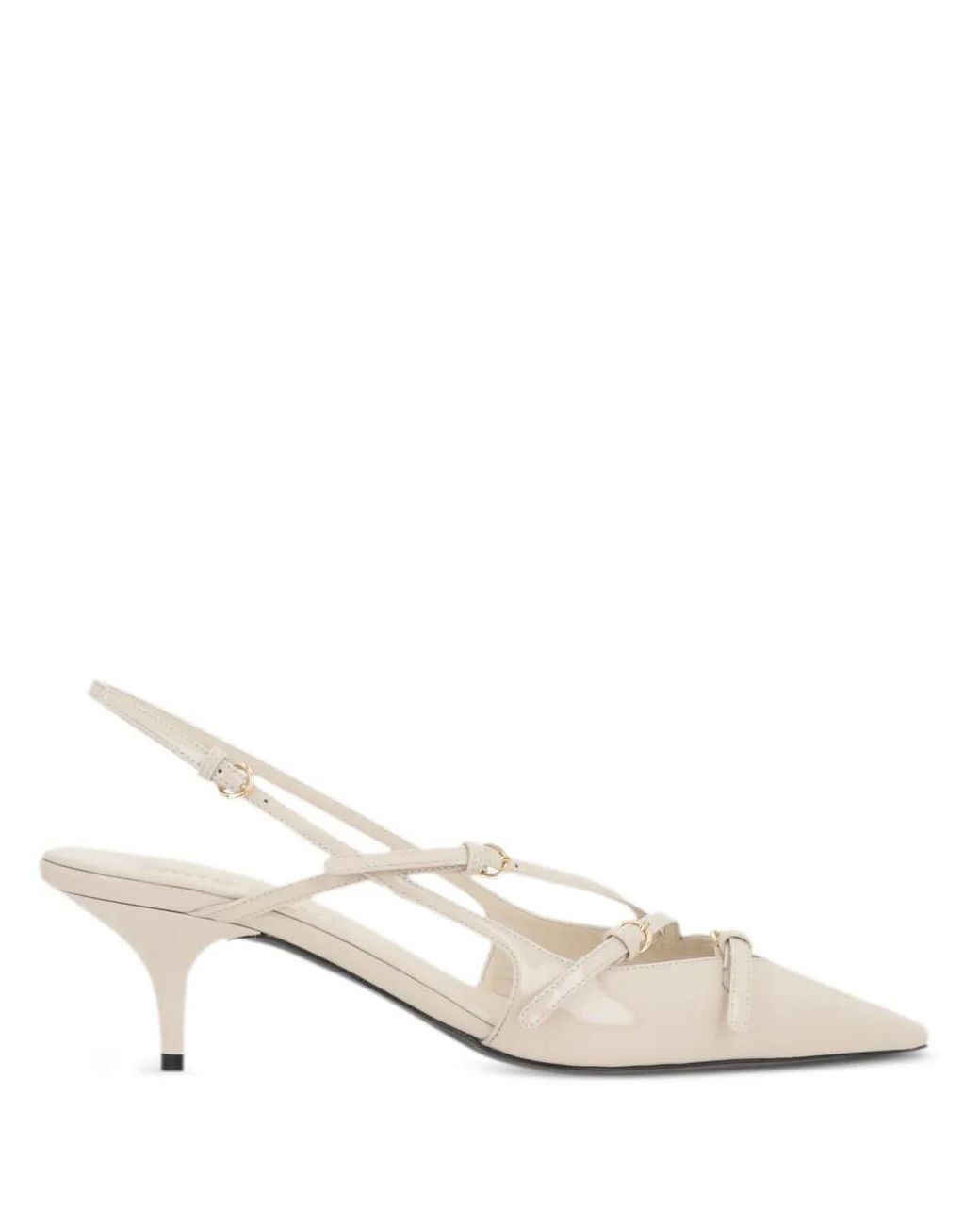 Miu Miu White Patent Leather Slingbacks With Buckles