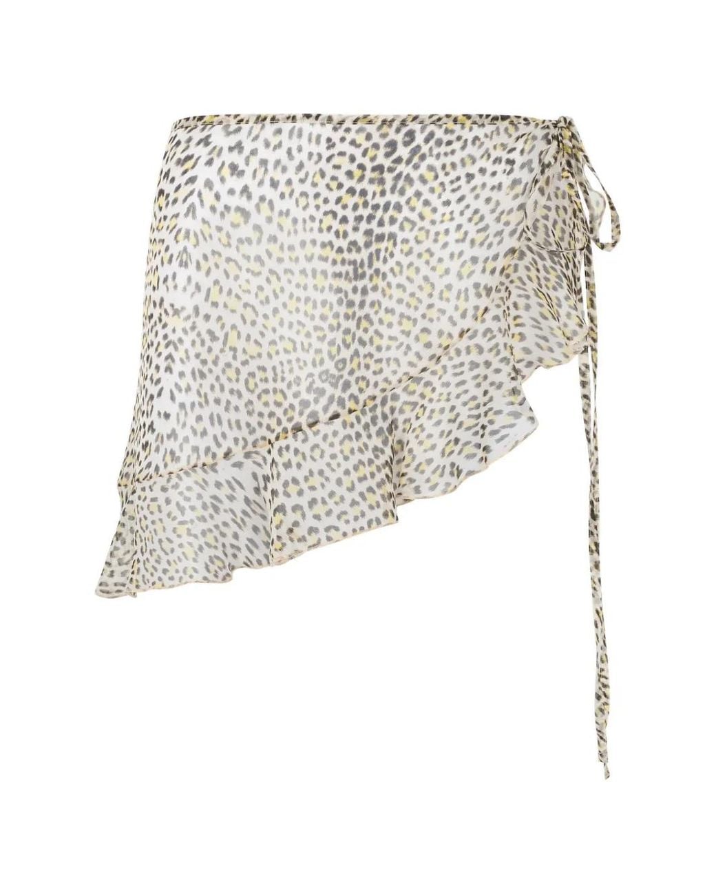 Roberto Cavalli White Ruffled Animal-Print Skirt