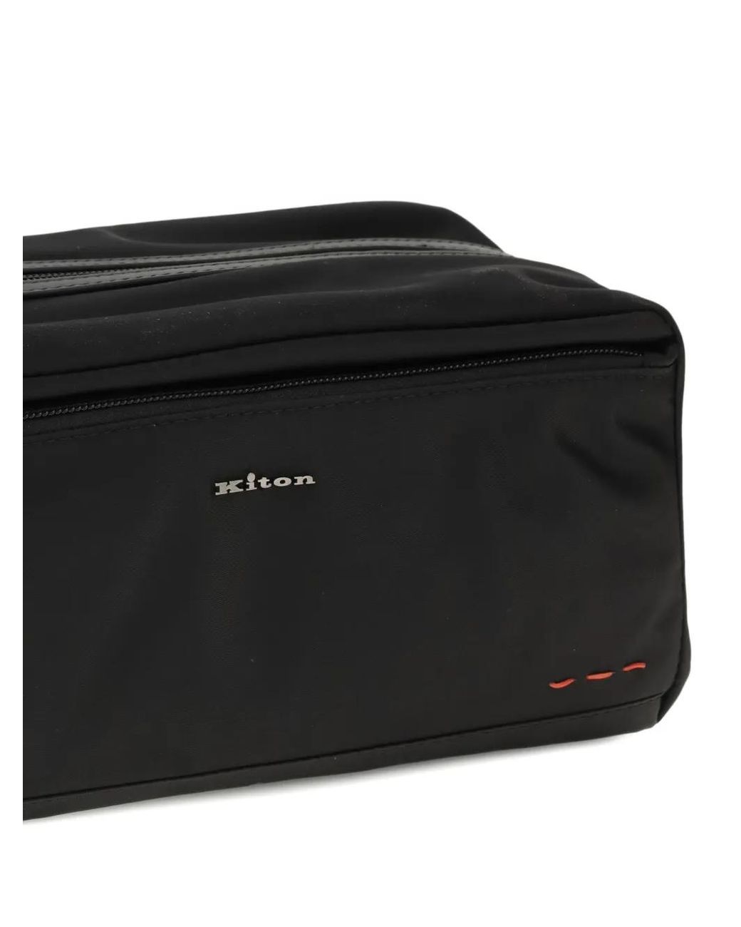 Kiton Black Zip-Fastening Wash Bag for men