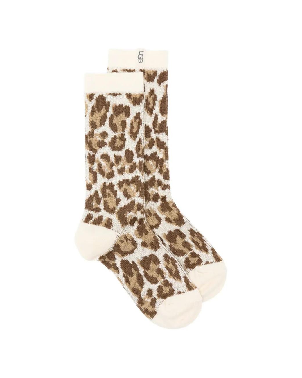 Ugg White Leopard-Print Shearling-Lined Socks