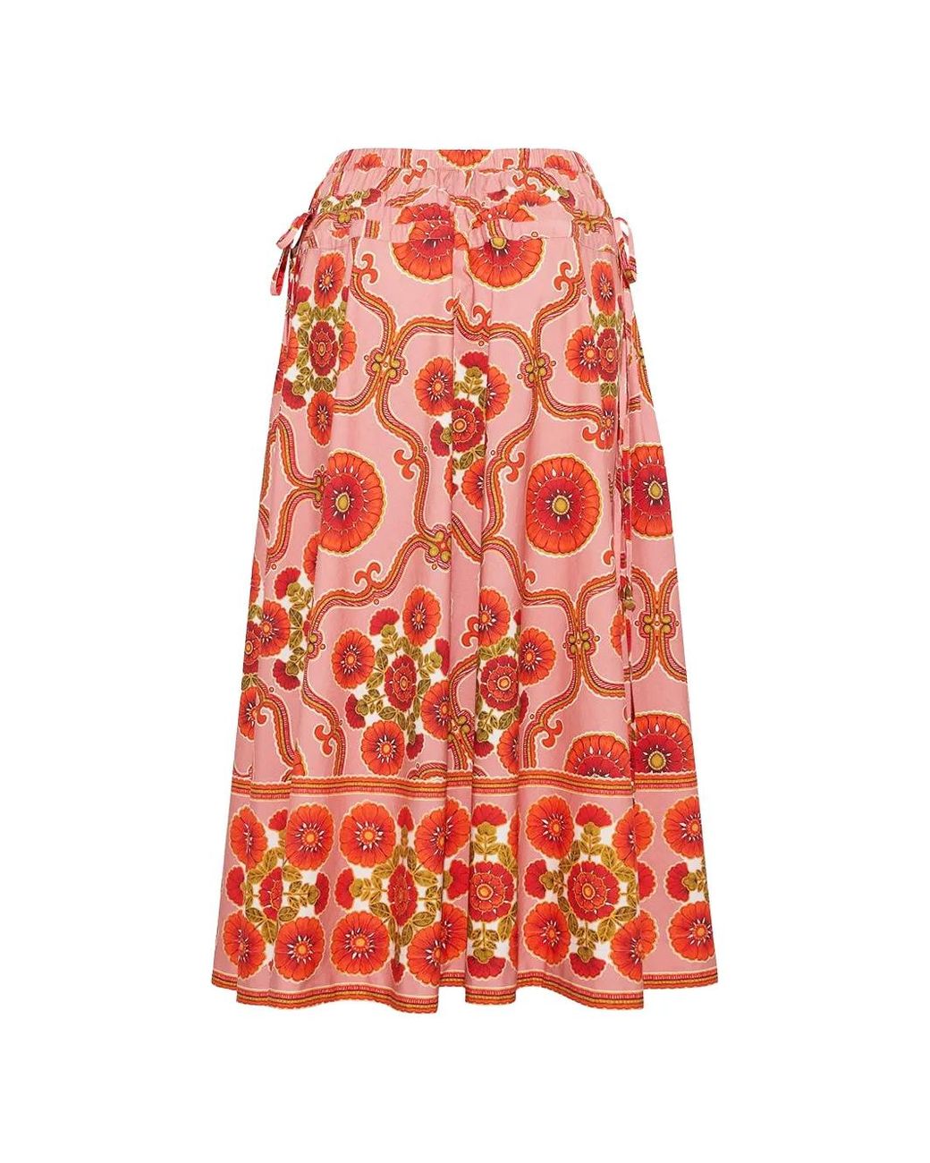 Cara Cara Red Meret Floral-Print Midi Skirt