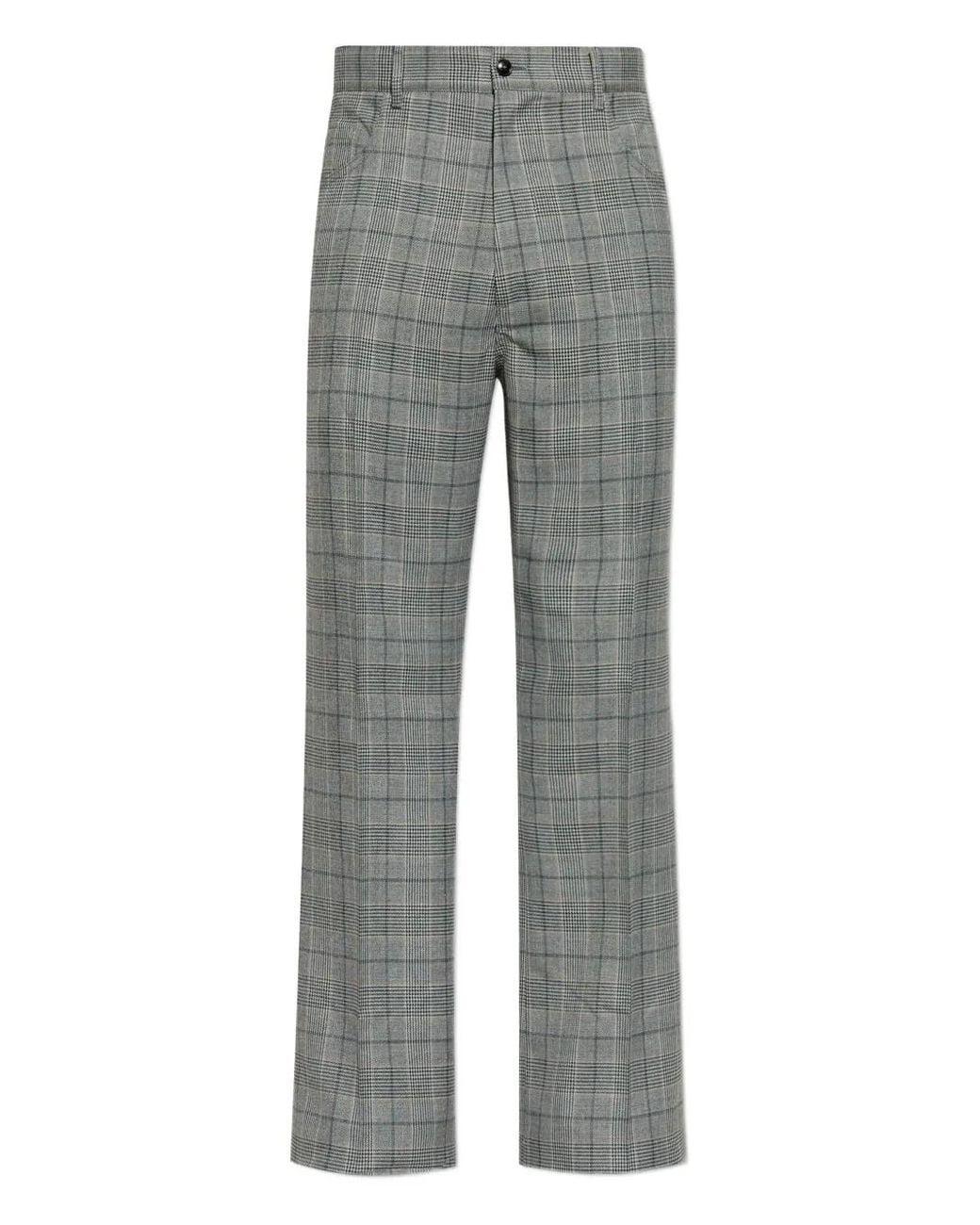 Amiri Gray Checked-Pattern Trousers for men