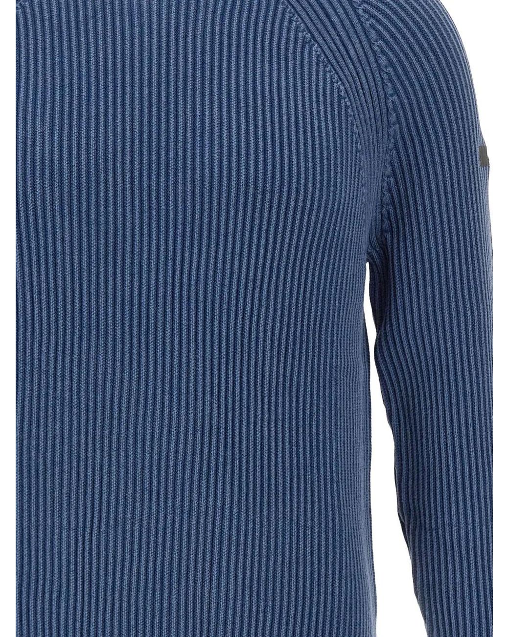 Rrd Blue Cotton 7 Techno Wash Ribbed-Knit Sweater for men